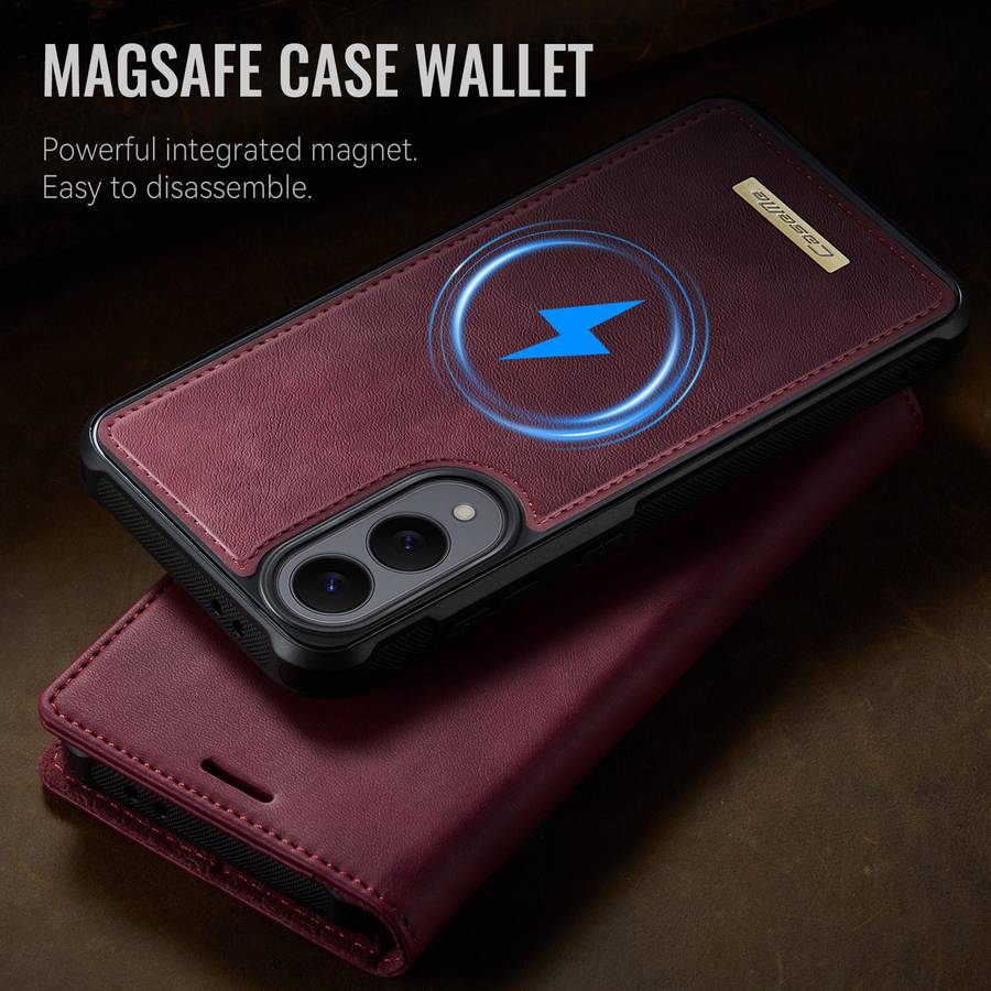 For Samsung Galaxy S25 Edge 5G CaseMe C49 Magnetic RFID Blocking Detachable Wallet Leath ... (Red)