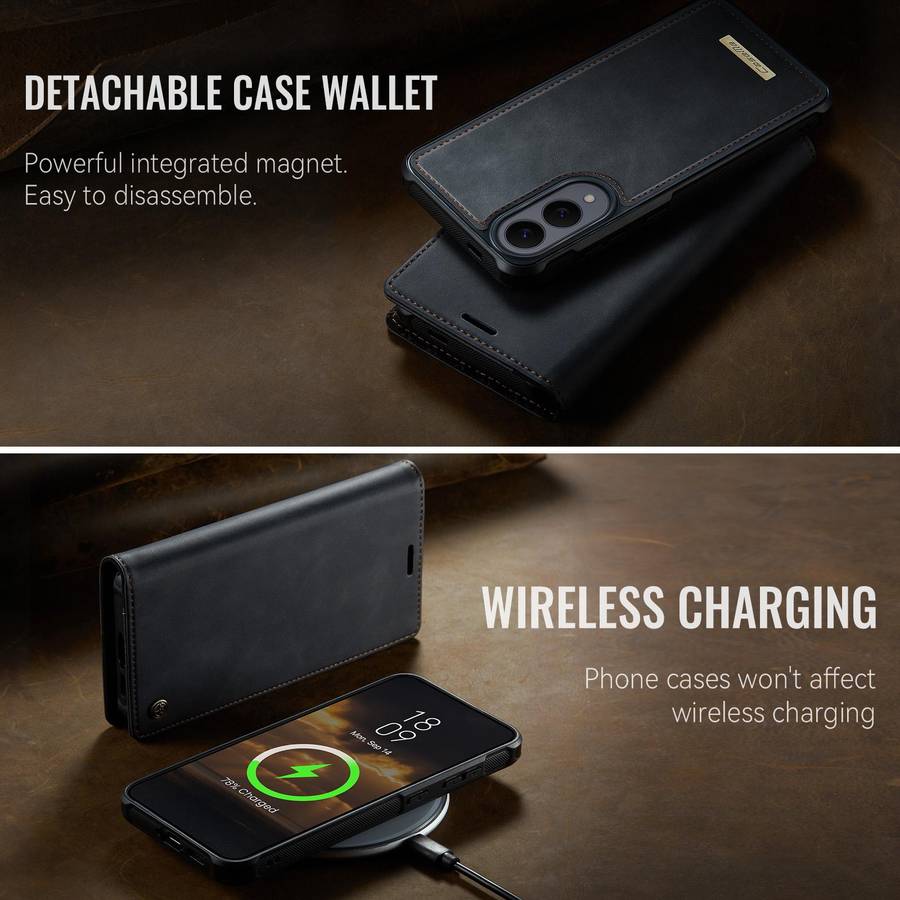 For Samsung Galaxy S25 Edge 5G CaseMe C49 Magnetic RFID Blocking Detachable Wallet Lea ... (Black)