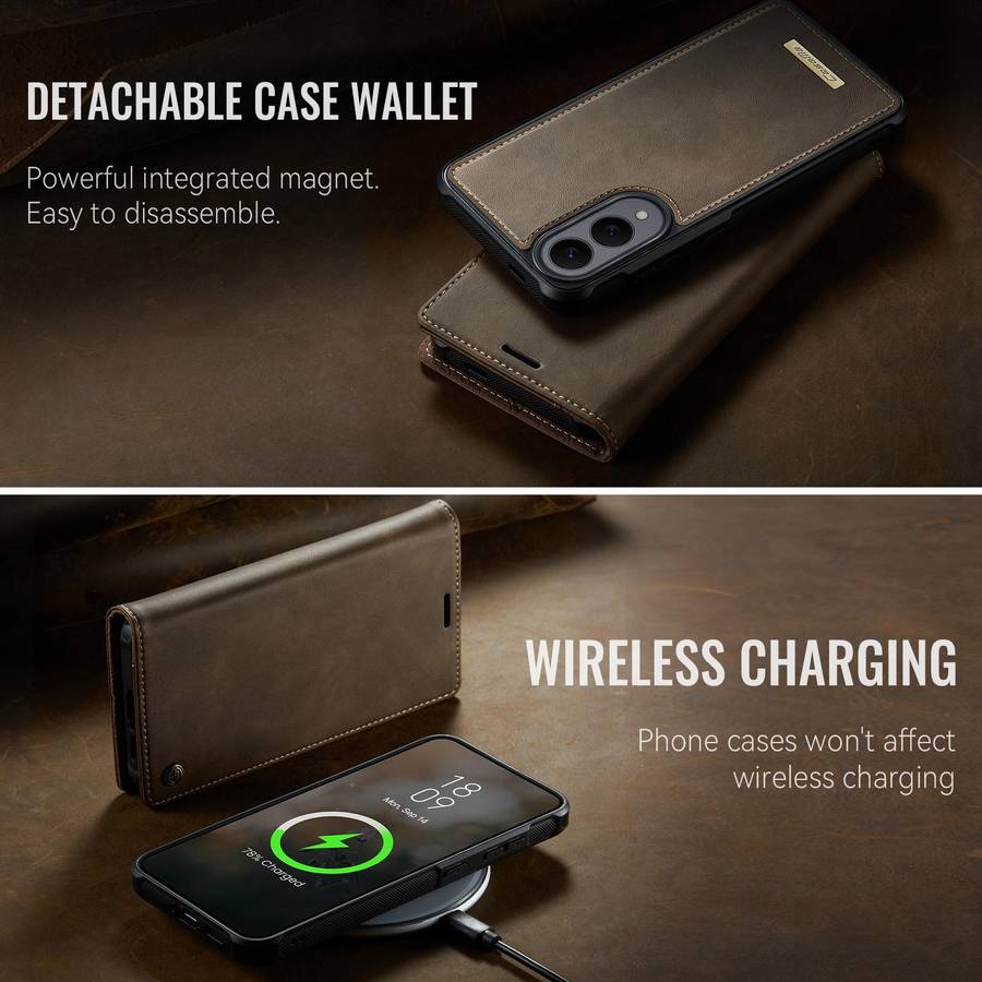 For Samsung Galaxy S25 Edge 5G CaseMe C49 Magnetic RFID Blocking Detachable Wallet Le ... (Coffee)
