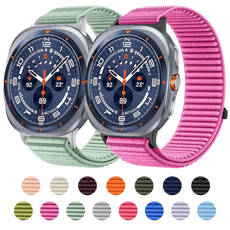 For Samsung Galaxy Watch Ultra 47mm / Ultra 2025 Woven Nylon Hook And Loop Fastene ... (Dark Grey)