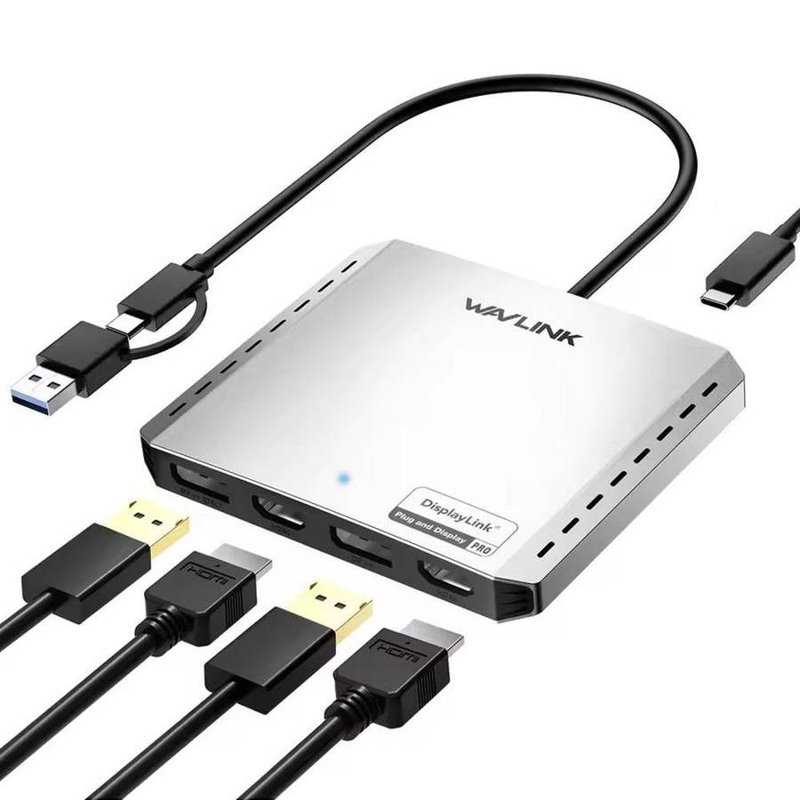 WAVLINK UG7501DH 85W Upstream Charging 2DP + 2HD Converter 4K / 8K Display Adapter