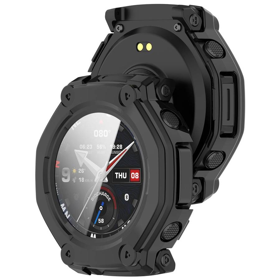 For Amazfit T-Rex 3 Pro 48mm Tempered Film Integrated PC Watch Protective Cover(Black)