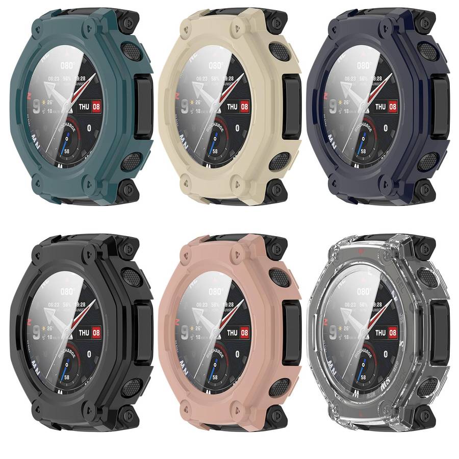 For Amazfit T-Rex 3 Pro 48mm Tempered Film Integrated PC Watch Protective Cover(Ivory White)