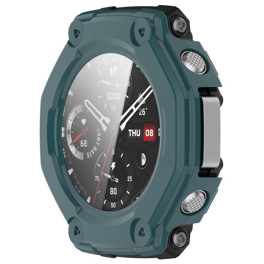 For Amazfit T-Rex 3 Tempered Film Integrated PC Watch Protective Cover(Green)