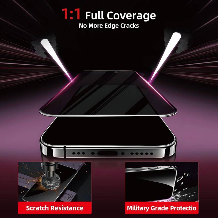 For iPhone 13 10pcs Armor 300C Ultra-Curved Anti-Static Anti-Dust Silk-Screened Privacy Tempered G