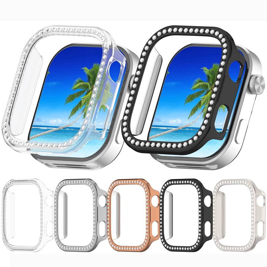 For Redmi Watch 6 Single Row Diamond Half Coverage PC Hollow Watch Protective Cover(Rose Gold)
