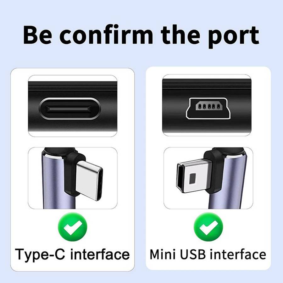 ENKAY 90 Degree USB C / Type-C to Mini USB 2.0 Charging Cord Data Cable For Digital Cameras / MP3 Pl
