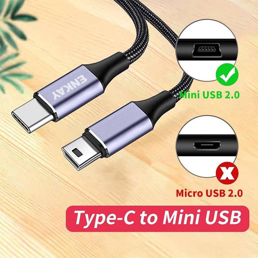 ENKAY USB-C / Type-C to Mini USB 2.0 Charging Cord Data Cable For Digital Cameras / MP3 Players, Len