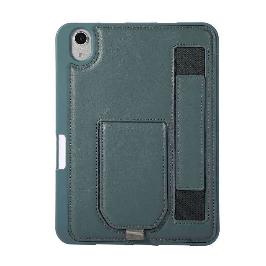 For iPad mini 2024 / mini 6 Hand Grip Holder Tablet Case with Pen Slot(Dark Night Green)