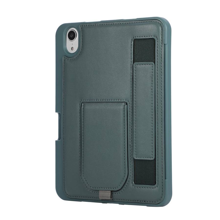 For iPad mini 2024 / mini 6 Hand Grip Holder Tablet Case with Pen Slot(Dark Night Green)
