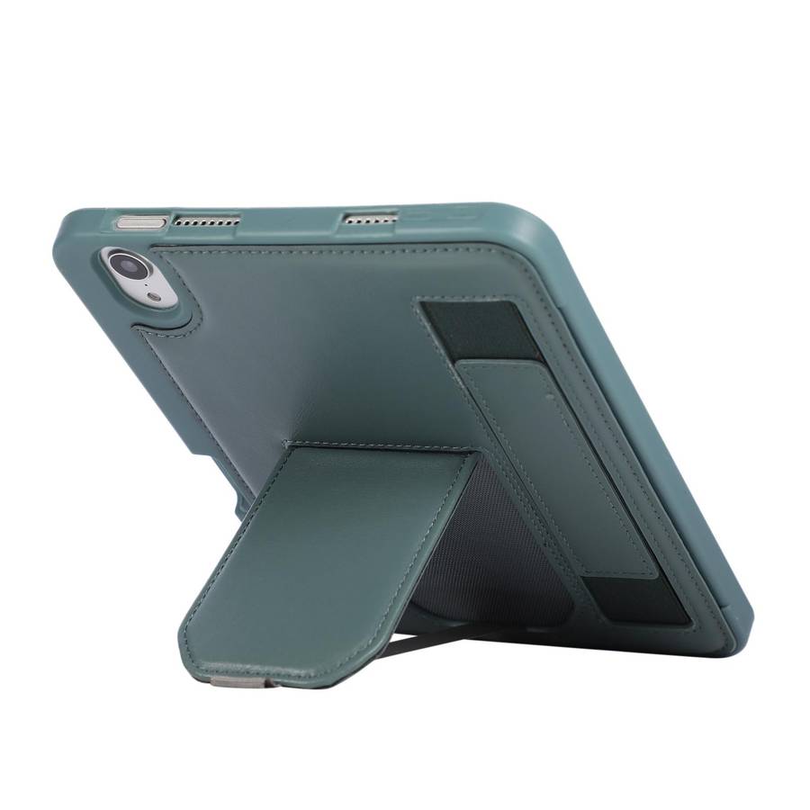 For iPad mini 2024 / mini 6 Hand Grip Holder Tablet Case with Pen Slot(Dark Night Green)