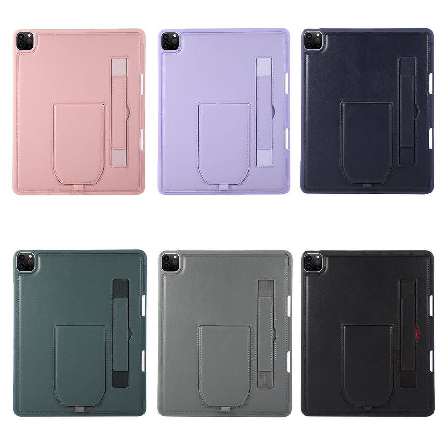 For iPad mini 2024 / mini 6 Hand Grip Holder Tablet Case with Pen Slot(Dark Night Green)