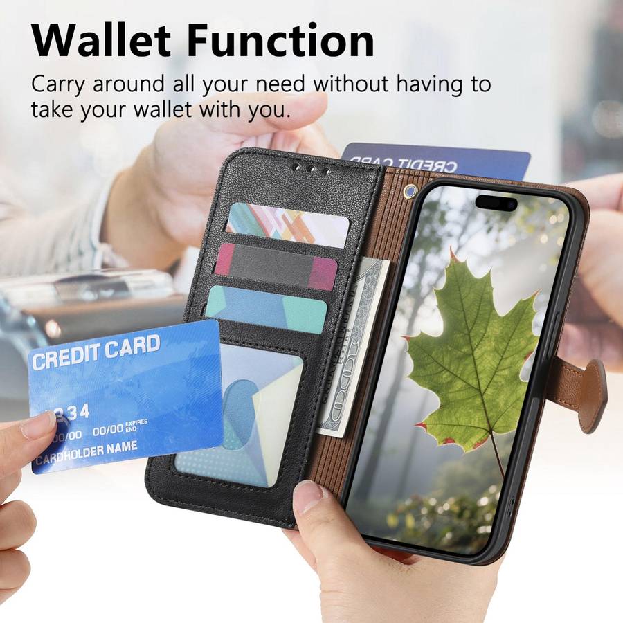 For Redmi 15C 5G / 4G Global 171mm Leaf Buckle Zipper Wallet Leather Phone Case with Strap(Black)
