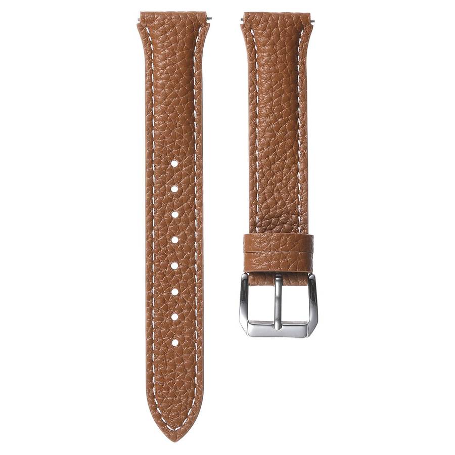 18mm Lychee Texture Pin Buckle Leather Watch Band(Brown)
