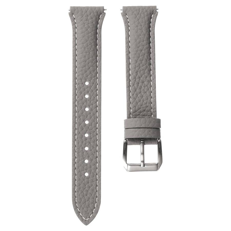18mm Lychee Texture Pin Buckle Leather Watch Band(Grey)