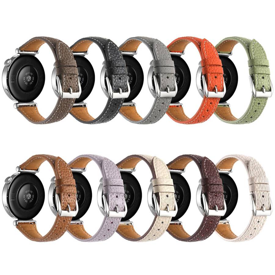 18mm Lychee Texture Pin Buckle Leather Watch Band(Grey)