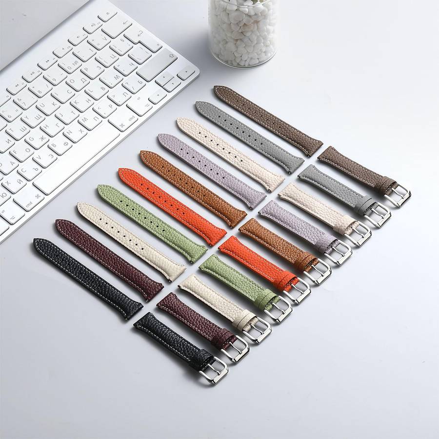 18mm Lychee Texture Pin Buckle Leather Watch Band(Grey)