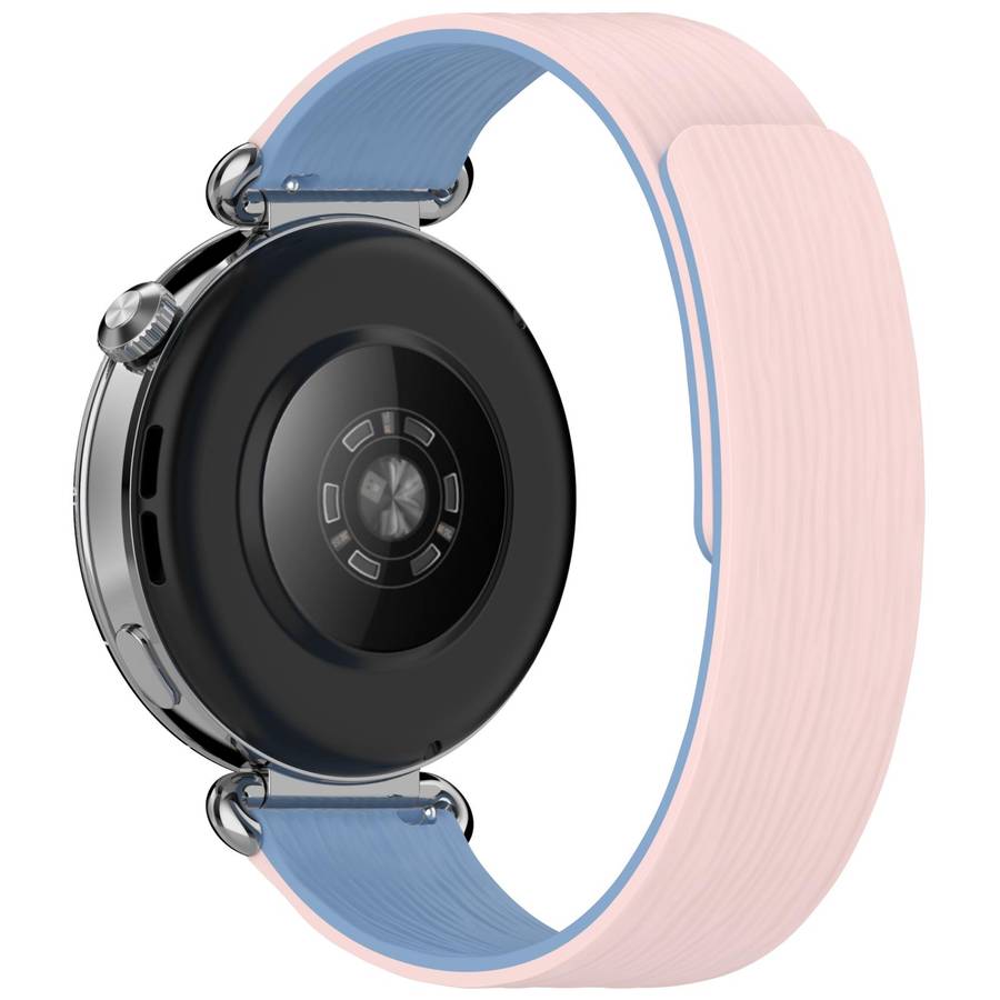18mm Striped Soft Magnetic Silicone Watch Band(Pink Blue)