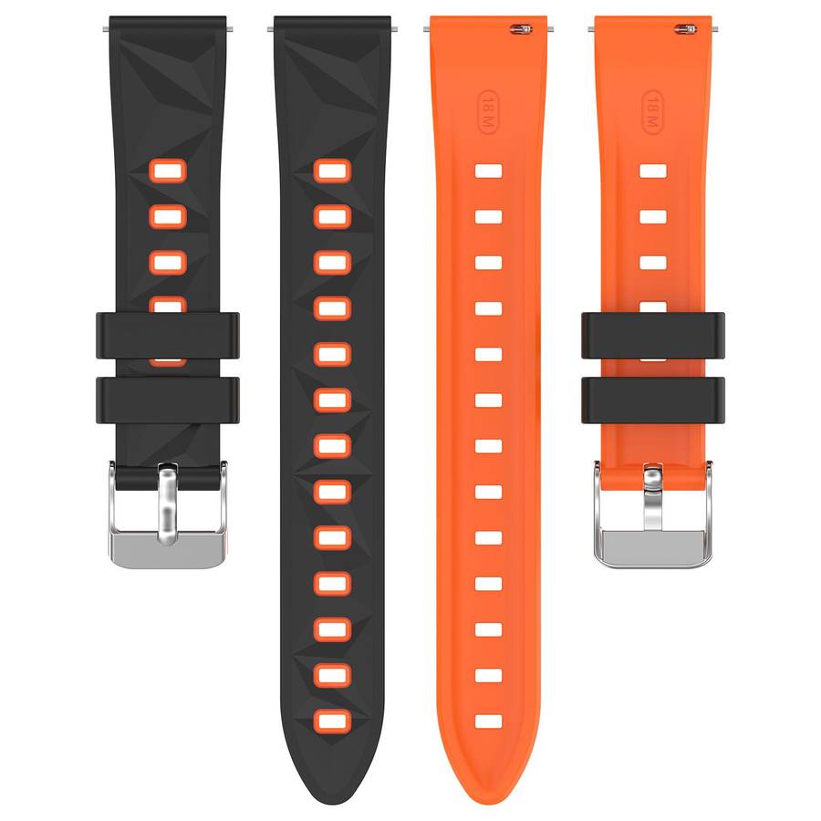18mm Ice Crystal Texture Two Color Silicone Watch Band(Walnut Brown)