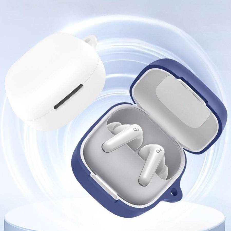 For Soundcore R60inc / P31i Solid Color Silicone Earphone Protective Cover(Navy Blue)