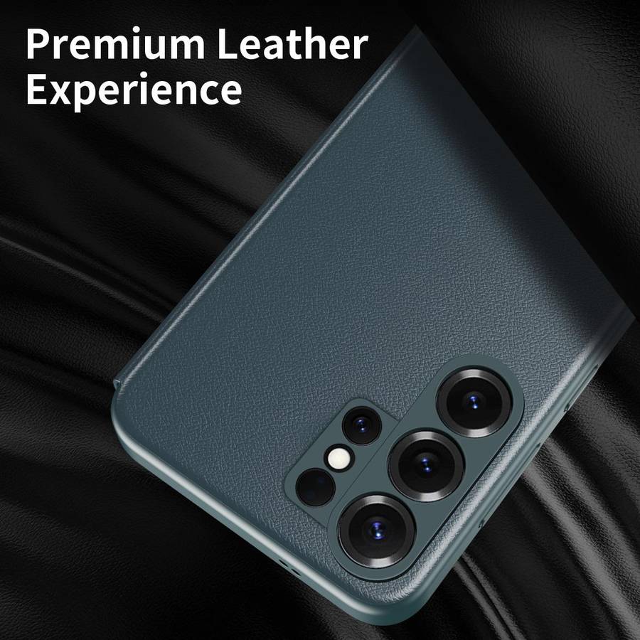 For Samsung Galaxy S26 Ultra 5G Smart View Window Leather Phone Case(Green)