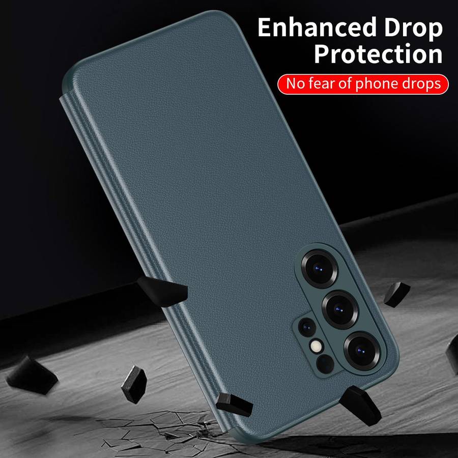 For Samsung Galaxy S26 Ultra 5G Smart View Window Leather Phone Case(Green)