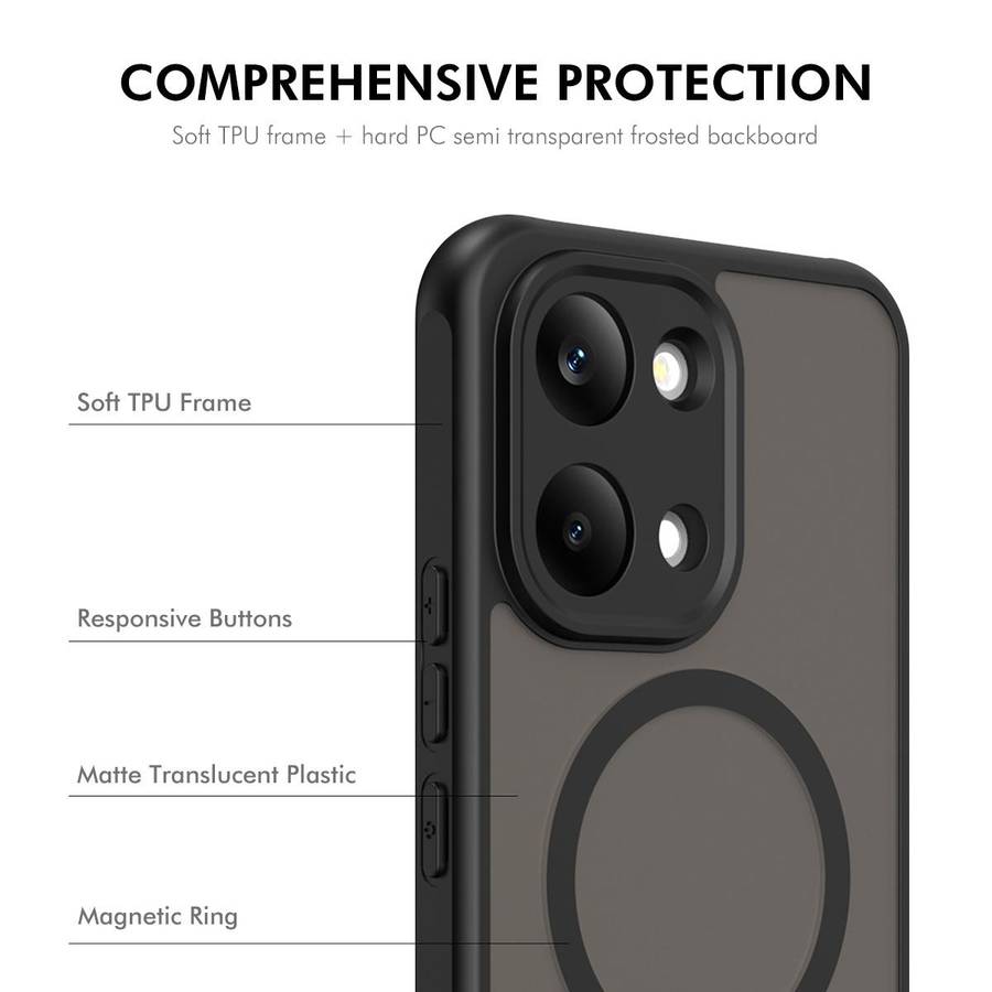For Xiaomi Poco X8 Pro Max ENKAY Hat-Prince MagSafe Matte Translucent Shockproof Phone ... (Black)