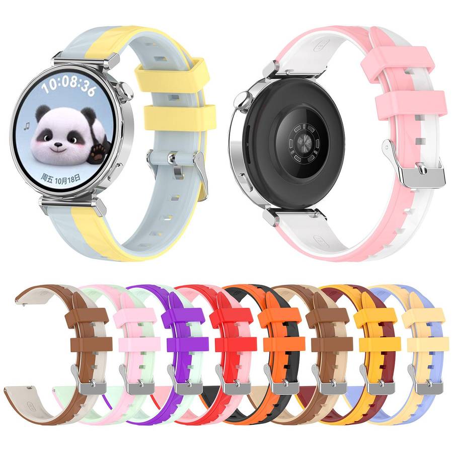18mm Ice Crystal Texture Left and Right Spliced Two Color Silicone Watch Band(Orange Red)