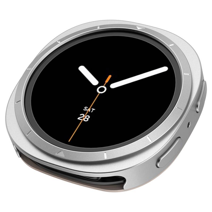 For Samsung Galaxy Watch8 44mm Metal Frame PC Back Cover Watch Protective Case(Black Border White Te