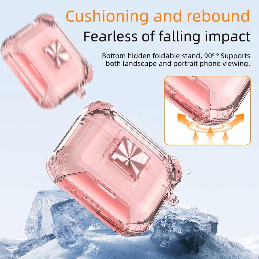 For AirPods Pro 3 Transparent Snap Lock Shockproof TPU Earphone Cover wit ... (Transparent Orange)