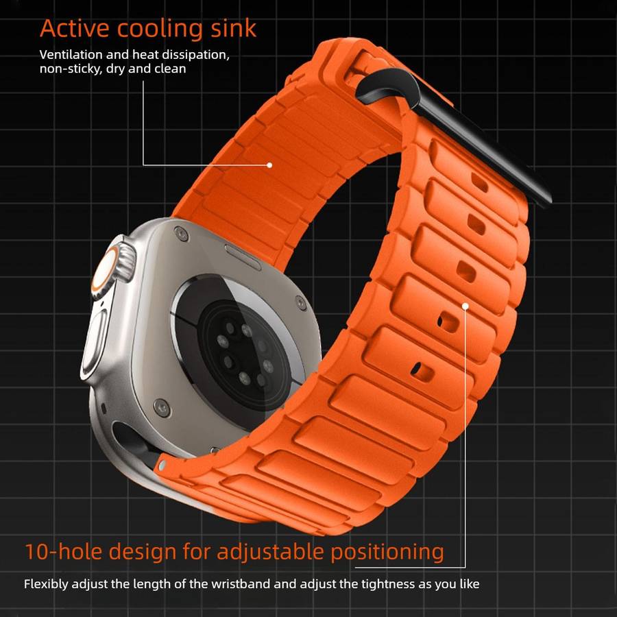 For Apple Watch 49mm / 46mm / 45mm / 44mm Reinforced I-Shape Texture Silicone Watc ... (Navy Blue)