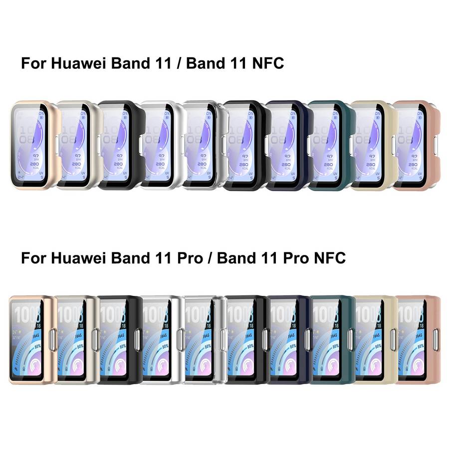 For Huawei Band 11 Pro / 11 Pro NFC Tempered Film Integrated PC Watch Protective Case(Pine Green)