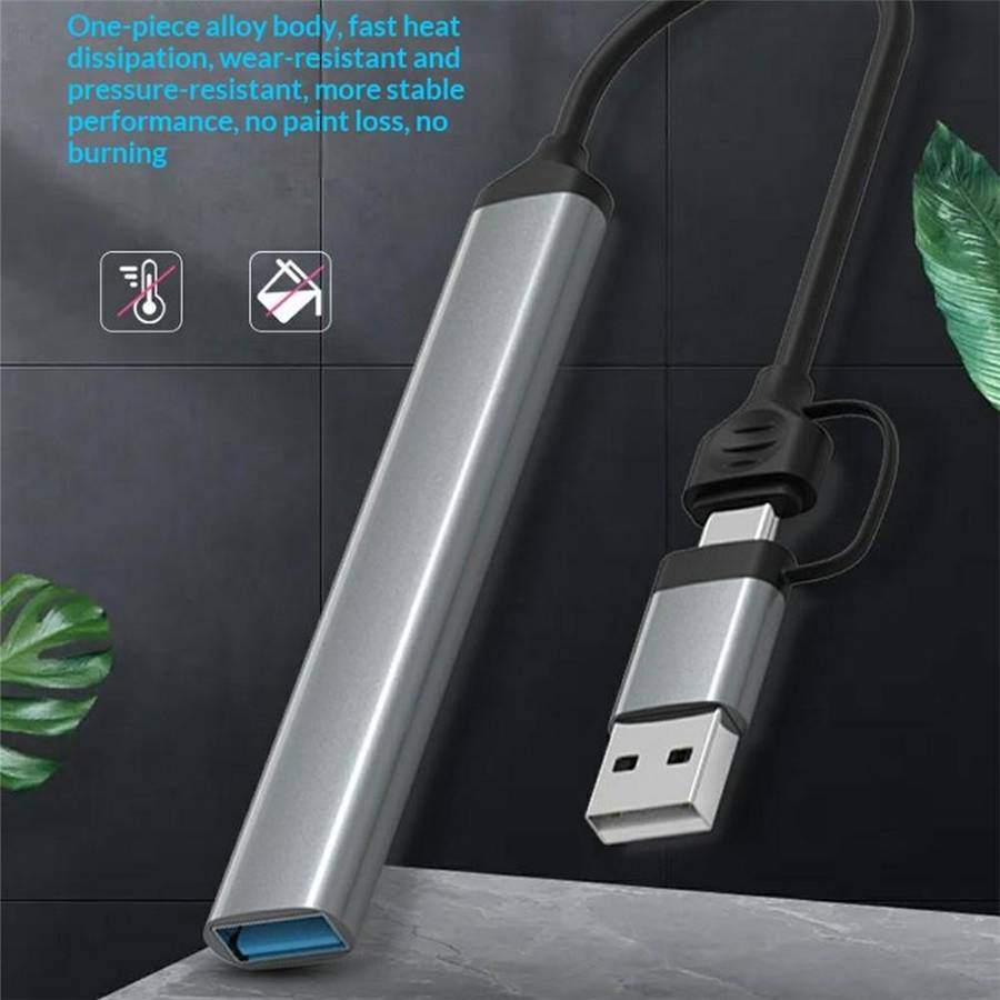 HC-77A USB-C / USB-A to USB 3.0 / 2.0 SD TF Card Reader 5 in 1 Aluminum Alloy Expansion Hub