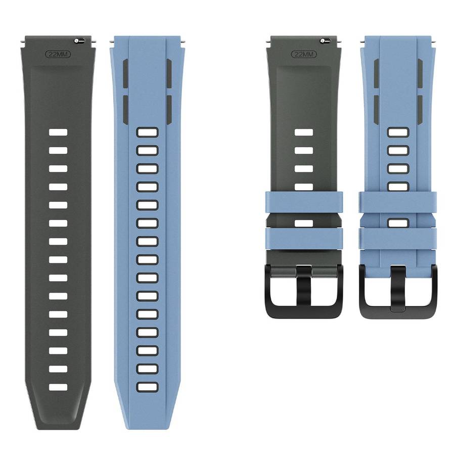 22mm Speed Shadow Sports Two Color Silicone Watch Band(Blue Grey)