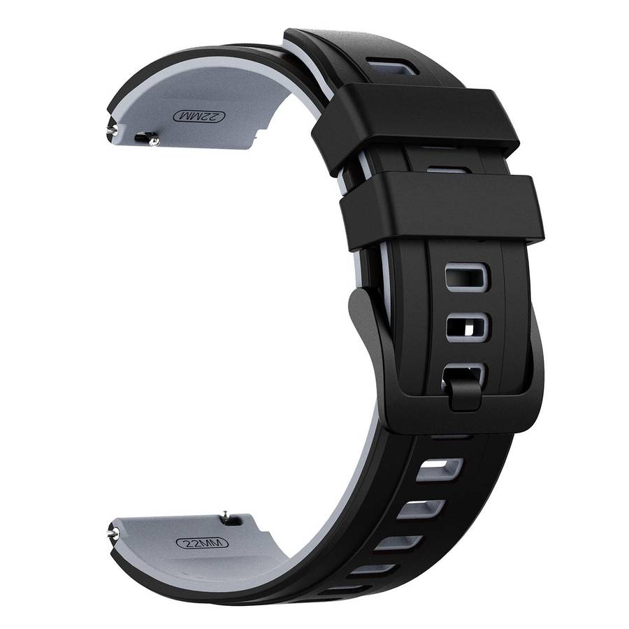 22mm Speed Shadow Sports Two Color Silicone Watch Band(Black Grey)
