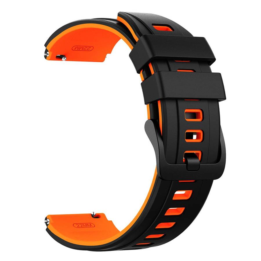 22mm Speed Shadow Sports Two Color Silicone Watch Band(Black Orange)