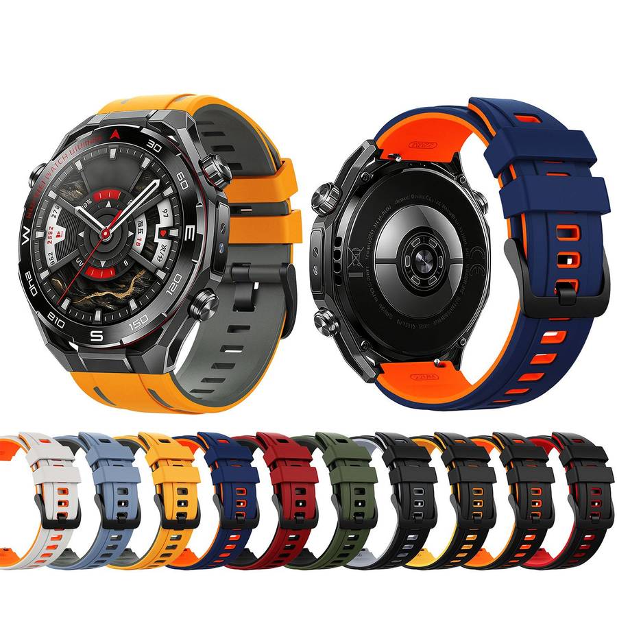 22mm Speed Shadow Sports Two Color Silicone Watch Band(Black Grey)