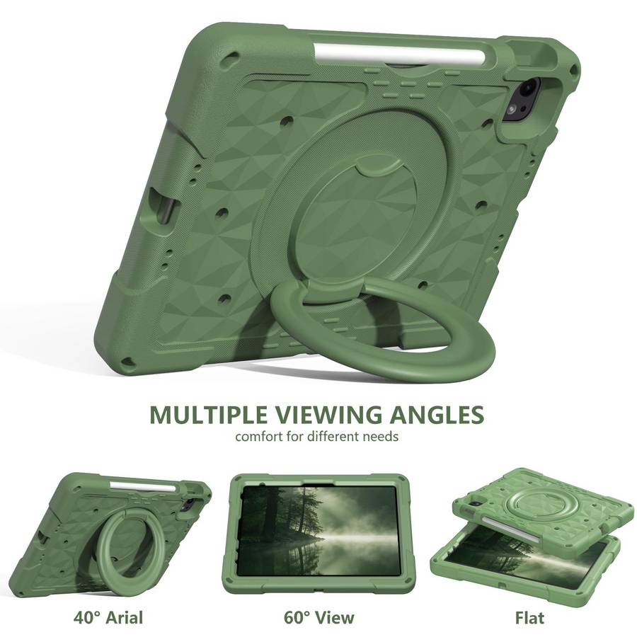 For iPad 2026 / 2025 / Air 11 2026 / 2025 Magic Ring Rotation Holder Shockproof T ... (Olive Drab)