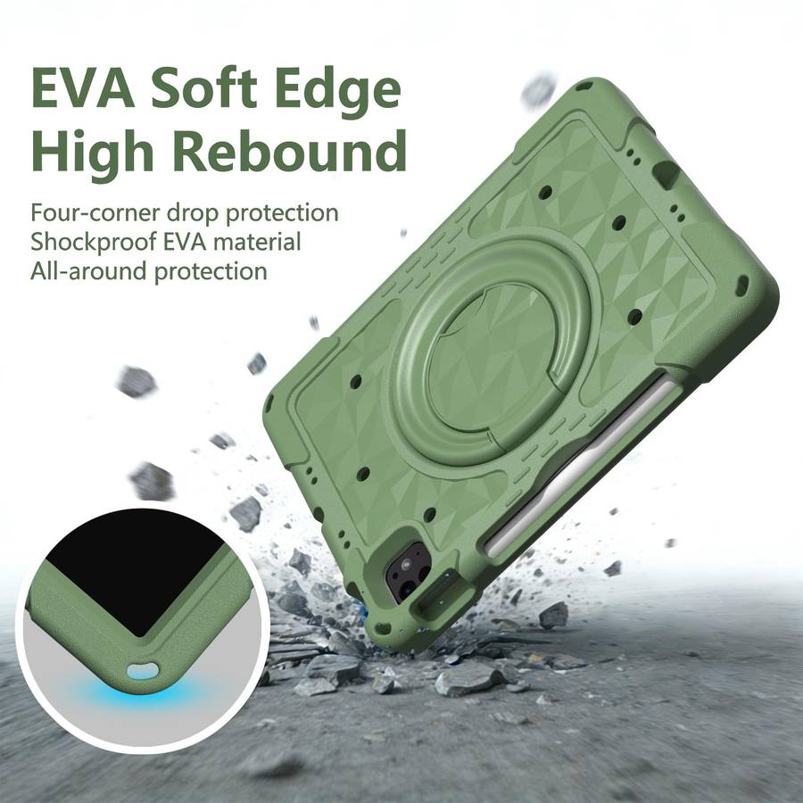 For iPad 2026 / 2025 / Air 11 2026 / 2025 Magic Ring Rotation Holder Shockproof T ... (Olive Drab)