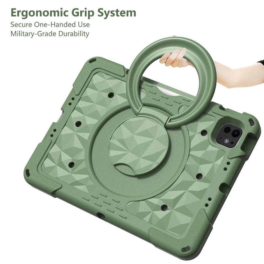For iPad 2026 / 2025 / Air 11 2026 / 2025 Magic Ring Rotation Holder Shockproof T ... (Olive Drab)