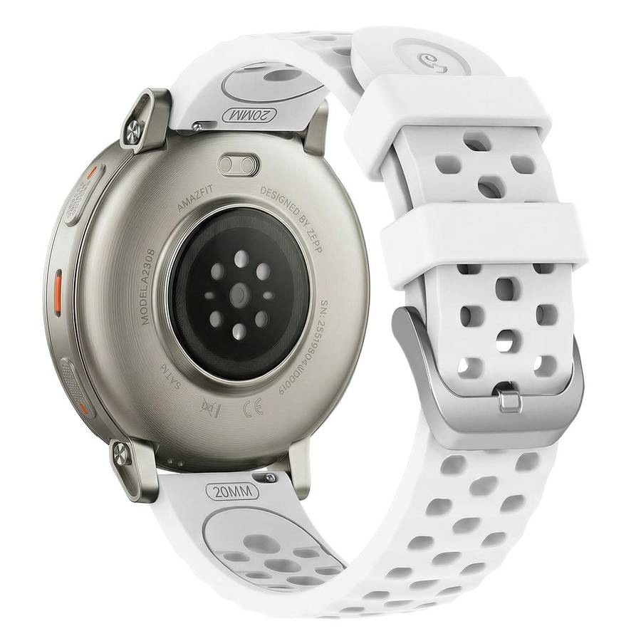20mm Perforated Wave Textured Silicone Watch Band(White)