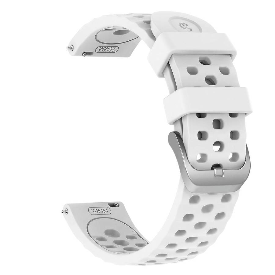 20mm Perforated Wave Textured Silicone Watch Band(White)