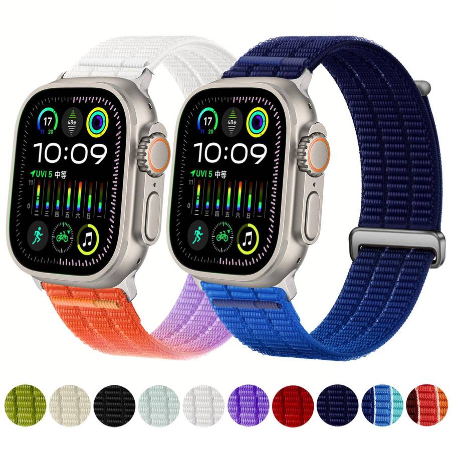 For Apple Watch 46mm / 49mm / 45mm / 44mm Double-Link Cloud-Feel Breathable N ... (Midnight Black)