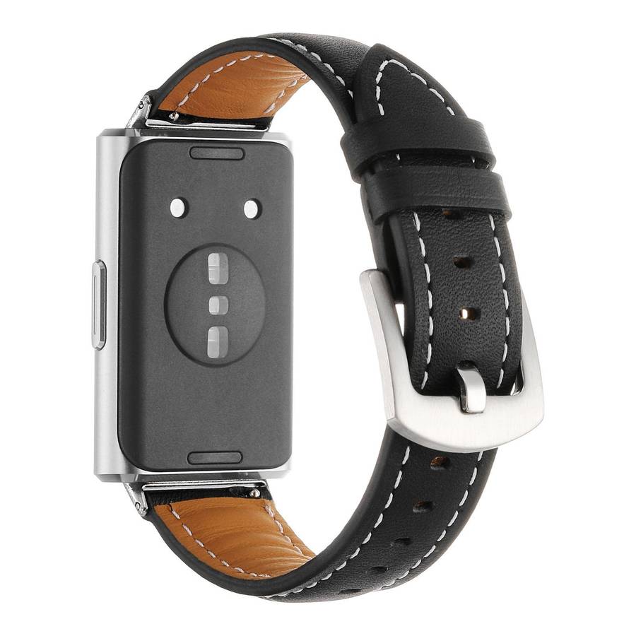 For Huawei Band 11 / Band 11 Pro Plain Genuine Leather Watch Band(Black)