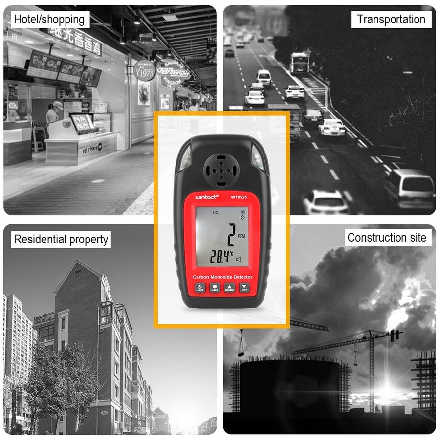 WINTACT WT8825 Carbon Monoxide Detector Independent CO Gas Sensor Warning-up High Sensitive Poison