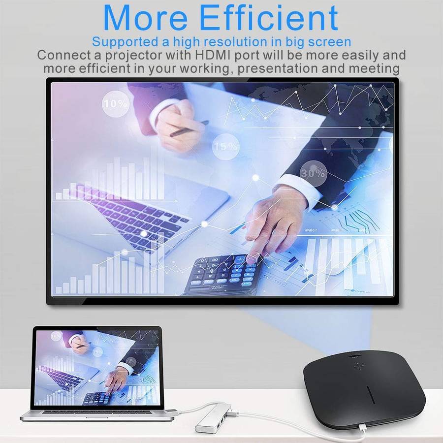 USB-C Hub, Type-C Adapter To HDMI,3 USB 3.0, Portable Aluminum USB C Dongle For MacBook Pro 2018/2