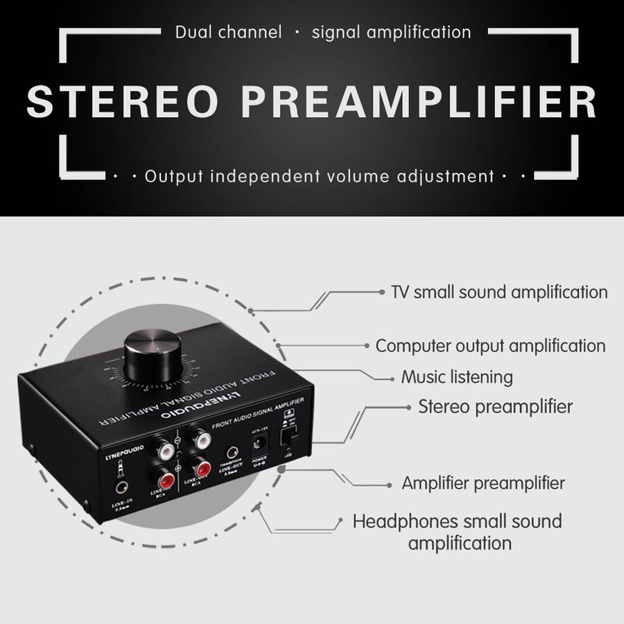B015 Front Stereo Signal Amplifier Booster Headphones Speaker Amplifier Headset Dual-Audio Source