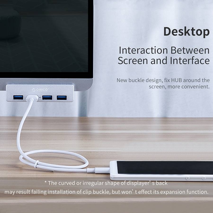 ORICO MH4PU-P Aluminum Alloy 4 Ports USB3.0 Clip-type HUB(Silver)