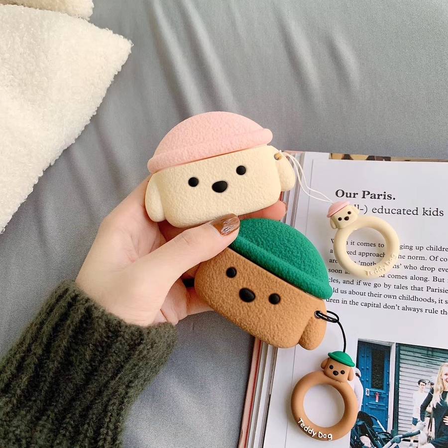 For Apple AirPods Pro Teddy Dog Bluetooth Headphone Protective Case(Off-White)