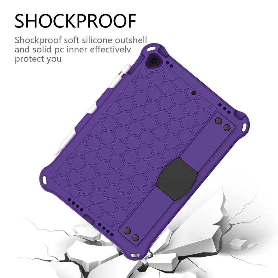 For iPad Air 2019 10.5 Honeycomb Design EVA + PC Four Corner Anti Falling Flat ... (Purple+Black)
